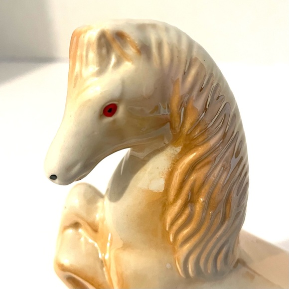 🐴🐴🤎Vintage Lusterware Ceramic Rearing Horse Figurine Iridescent Sheen Brazil - Picture 4 of 6